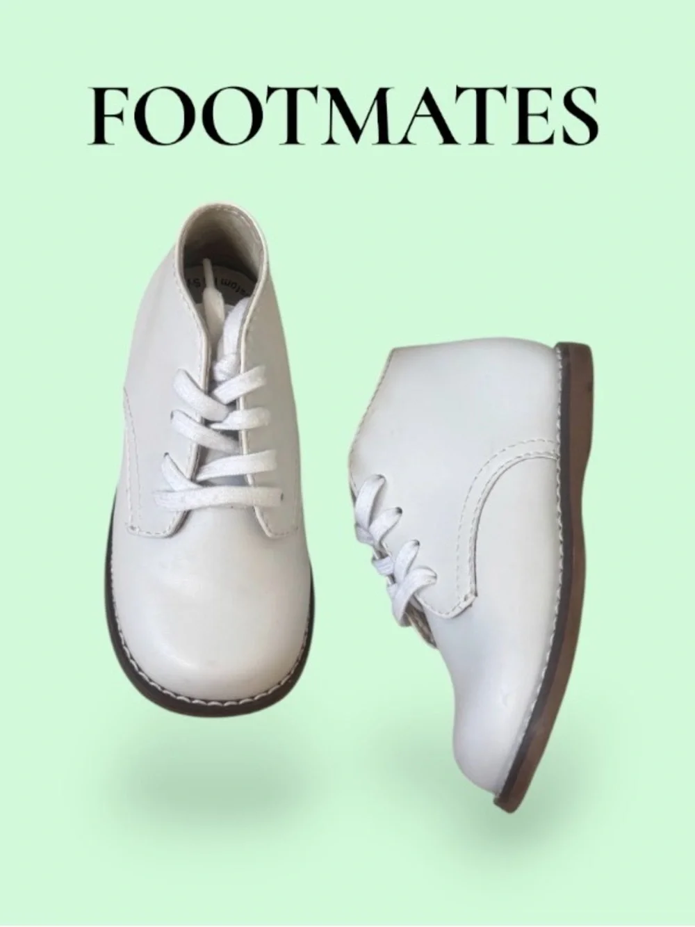 FOOTMATES TODD white leather walkers hi top dress shoes baby boys GIRL’s  size 6